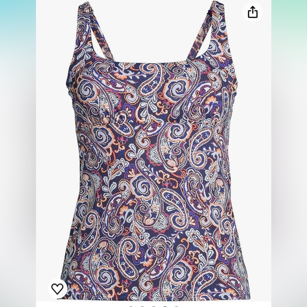 Lands' End Womens Chlorine Square Neck Tankini Top 22W G